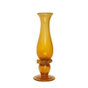 Smukły miodowo-żółty szklany wazon, Zofia Pasek, Krakowski Instytut Szkła i Ceramiki, Polska, lata 70.