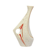 Porcelanowy nieduży wazon z geometrycznym ręcznie malowanym wzorem z wytwórni Steatyt Katowice, Polska, lata 60.