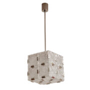 Szklana lampa sufitowa w kształcie sześcianu , Kamenicky Šenov, Czechosłowacja, lata 60.