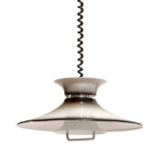 Metalowa ściągana szaro-czarna nakrapiana lampa sufitowa T 200 firmy Belid, Szwecja, lata 80.