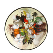 Jasno zielony emaliowany talerz dekoracyjny na ścianę, Olkuska Fabryka Naczyń Emaliowanych, Polska, lata 70.