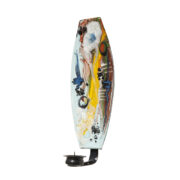 Emaliowany dekoracyjny świecznik na ścianę z abstrakcyjnym wzorem, Olkuska Fabryka Naczyń Emaliowanych, Polska, lata 70.