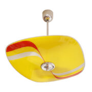 Żółta szklana trzypunktowa lampa sufitowa „Parasolka”, Kamenický Šenov, Czechosłowacja, lata 60.