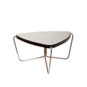 Kwietnik/mały stoliczek/pomocnik z szarym laminowanym trójkątnym blatem i chromowanymi nóżkami, Czechosłowacja, lata 60.