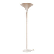 Mleczno biała lampa podłogowa z przezroczystą nogą i podstawą z pleksiglasu/akrylu, Harco Loor, Holandia, lata 80