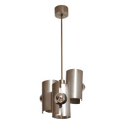 Trzypunktowa lampa sufitowa UFO ze szczotkowanego aluminium, Belgia/Francja, lata 70.