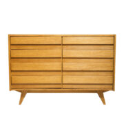 Jesionowa komoda z ośmioma głębokimi szufladami, TYP U 453, proj. Jiri Jiroutek dla Interier Praha, Czechosłowacja, lata 60.