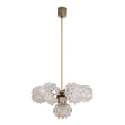 Spektakularna szklana siedmiopunktowa lampa sufitowa, Kamenicky Šenov, Czechosłowacja, lata 60.