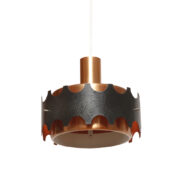 Jednopunktowa nieduża metalowa lampa wisząca w miedzianym kolorze w skandynawskim stylu, VEB Metalldrucker, DDR, lata 70.