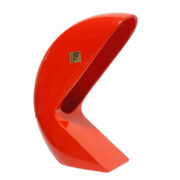 Czerwona z delikatnym odcieniem pomarańczu ceramiczna jednopunktowa lampa biurkowa w stylu Space Age, Sele-Arte, Włochy, lata 70.