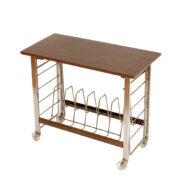 Metalowy mobilny stolik na płyty winylowe z laminowanym blatem, Niemcy, lata 70.