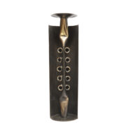 Ręcznie wykonany brutalistyczny metalowy świecznik Nr 2, Czesław Palczewski, Spółdzielnia Pracy "Folklor", Polska, lata 80.