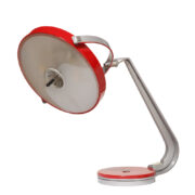 Czerwono-szara lampa biurkowa "Cobra" ze stali i aluminium z obracaną podstawą firmy Lupela/Fase, Hiszpania, koniec lat 60.