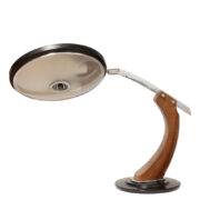 Metalowa lampa biurkowa z drewnianym ramieniem President, proj. Luis Pérez de la Oliva dla Fase, Hiszpania, lata 70.