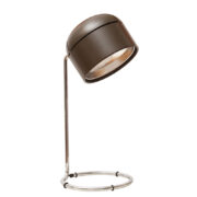 Duża lampa biurkowa z brązowym kloszem z tworzywa i metalową podstawą, proj. Arnold Berges dla Staff Leuchten, Model 1164/66, Niemcy, lata 70.