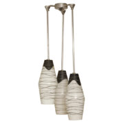 Trzypunktowa lampa sufitowa z ręcznie malowanymi szklanymi kloszami TYP 6600, Zukov, Czechosłowacja, lata 60