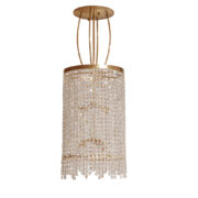 Duży 6 punktowy okazały żyrandol na złotej metalowej konstrukcji złożony z około 1600 geometrycznych kawałków szkła, Wenecja, Włochy, około 2000 rok