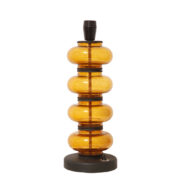 Duża miodowa jednopunktowa szklana lampa biurkowa, projekt Jerzy Słuczan-Orkusz, Polska, lata 70.