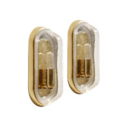 Dwa szklane kinkiety w złotych metalowych oprawach, Hillebrand/Egon Hillebrand, Niemcy, lata 70.