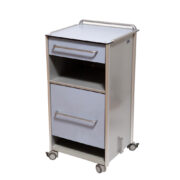 Srebrno-niebieska mobilna metalowa szafka szpitalna w stylu vintage, Stiegelmeyer, Niemcy