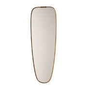 Owalne lustro na ścianę w złotej metalowej ramie i lustrzaną taflą z czarnymi delikatnymi liniami w stylu Rockabilly, Niemcy, lata 60.