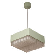 Jasnozielona metalowa lampa sufitowa z podwójnym kloszem z grubego fakturowego szkła, Napako, Czechosłowacja, lata 70.