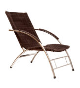 Fotel wypoczynkowy na metalowej chromowanej konstrukcji, z brązowym aksamitnym przeszywanym siedziskiem i oparciem, Holandia, lata 70.