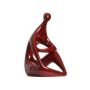 Porcelanowa ciemnoczerwona figurka/postać siedząca "Nastrój", projekt János Török dla Zsolnay, Węgry, wzór z 1961 roku