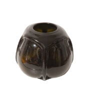 Szklany wazon/forma szklana w kolorze brunatno-brązowym-zielonym o nieregularnym kształcie, Huta Szkła Wołomin, Polska, lata 70.