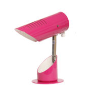 Magentowa metalowa minimalistyczna lampa biurkowa Szarvasi Vas-Fémipari, TYP SZV-119, tutaj w wersji niższej, Węgry, lata 60.