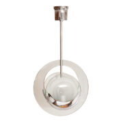 Nieduża dwupunktowa szklana lampa sufitowa na chromowanej konstrukcji, Space Age, Włochy, lata 70.