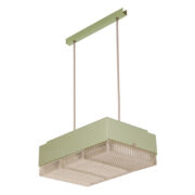 Jasnozielona metalowa lampa sufitowa z potrójnym kloszem z grubego fakturowego szkła, Napako, Czechosłowacja, lata 70.