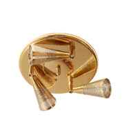 Trzypunktowy metalowy złoty kinkiet/plafon z ruchomymi stożkowatymi ażurowymi kloszami, HH-Leuchten, Niemcy, lata 90.