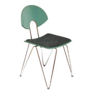 Metalowe zielone krzesło stołowe Mikado 1800 z oparciem i tapicerowanym siedziskiem ze sklejki, Walter Leeman dla Kusch+Co, Niemcy, projekt z 1979 roku