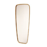 Duże solidne owalne lustro na ścianę w stylu Rockabilly w metalowej grubej ramie w kolorze starego złota z białym delikatnym plastikowym paskiem wokół , Niemcy, lata 60.