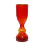 Szklany czerwono-żółty wazon/kielich "Aniołek", projekt Stefan Sadowski, Huta Szkła Gospodarczego "Sudety" w Szczytnej Śląskiej, Polska, lata 70.