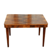 Rozkładany orzechowy stół jadalniany art deco, proj. Jindřich Halabala dla UP Závody, Czechosłowacja, lata 50.