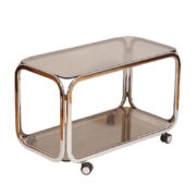 Stolik kawowy/wózek barowy na metalowej chromowanej konstrukcji, Huwa-Spiegel Parsol, Niemcy, lata 70.