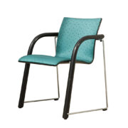 Krzesło jadalniane z mieszaną bukową i stalową konstrukcją w turkusowym obiciu, typ S320, projekt Wulf Schneider & Ullrich Böhme, Thonet, Niemcy, wzór z 1984 roku