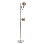 Srebrna dwupunktowa metalowa lampa podłogowa "Retro" firmy Leitmotiv z regulowaną wysokością górnego punktu świetlnego, Holandia, Space Age, lata 90.