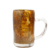 Brunatno-miodowy szklany kufel "Mimoza" z Huty Szkła Gospodarczego Hortensja w Piotrkowie Trybunalskim, Polska, lata 70.