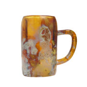 Niebiesko-miodowy kufel "Mimoza" z Huty Szkła Gospodarczego Hortensja w Piotrkowie Trybunalskim, Polska, lata 70.