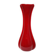 Czerwony wysoki szklany ręcznie formowany wazon z dekoracją, HSG „Ząbkowice” w Dąbrowie Górniczej, Polska, lata 70.