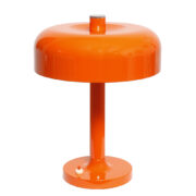 Pomarańczowa dwupunktowa metalowa duża lampa biurkowa "Grzybek", projekt Josef Hůrka dla Napako, Czechosłowacja, lata 70.