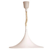 Duża mleczno-biała lampa wisząca "Kapelusz Wiedźmy"z pleksiglasu/akrylu z regulowaną długością zwisu, Harco Loor, Holandia, lata 80