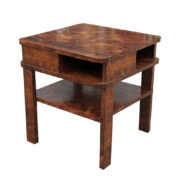 Palisandrowy wysoki kwadratowy stolik art deco z czterema wnękami i dolną półką, lata 30.