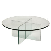 Masywny duży bardzo ciężki szklany stolik kawowy na szklanym krzyżaku, Niemcy, lata 80.