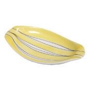 Żółto-biała porcelanowa ręcznie malowana paterka, Zakłady Porcelany Stołowej "Karolina" w Jaworzynie Śląskiej, lata 60.