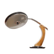 Czarna metalowa lampa biurkowa z drewnianym ramieniem President, proj. Luis Pérez de la Oliva dla Fase, Hiszpania, lata 70.