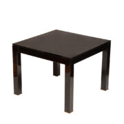 Kwadratowy czarny metalowy masywny stolik pomocnik/stolik kawowy z nakładanym lakierowanym czarnym blatem z grubej sklejki, Niemcy, lata 80/90.